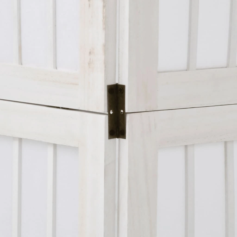 vidaXL 6-paneļu istabas aizslietnis, balts, paulonijas masīvkoks