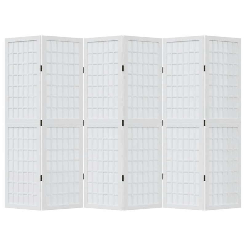 vidaXL 6-paneļu istabas aizslietnis, balts, paulonijas masīvkoks