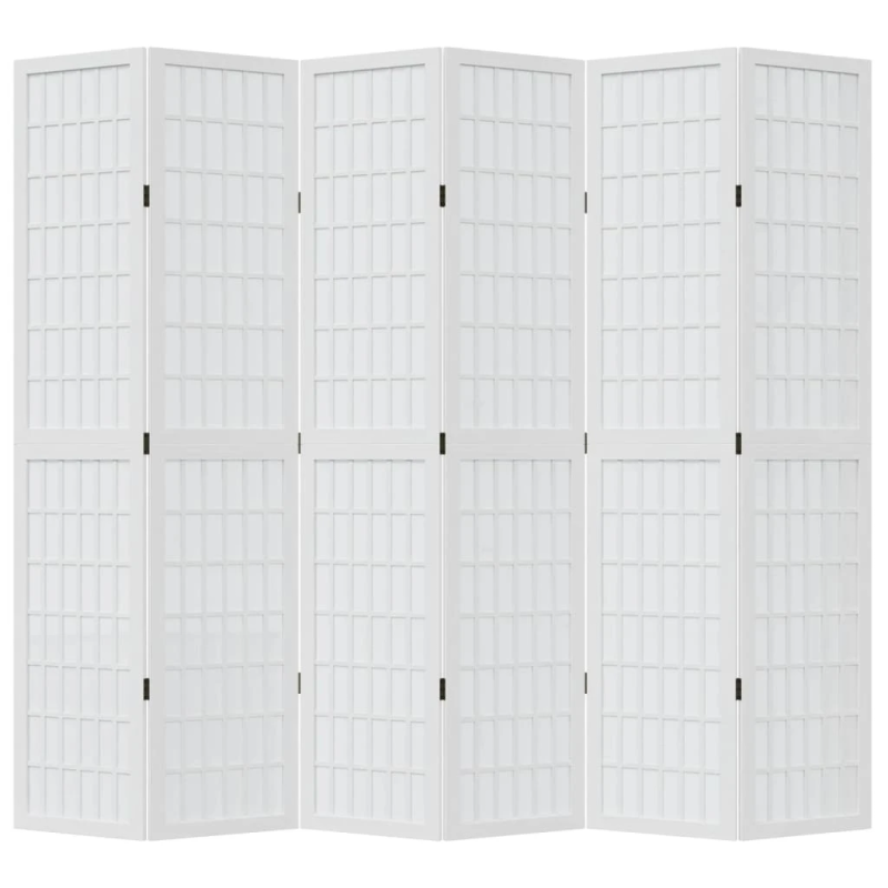 vidaXL 6-paneļu istabas aizslietnis, balts, paulonijas masīvkoks