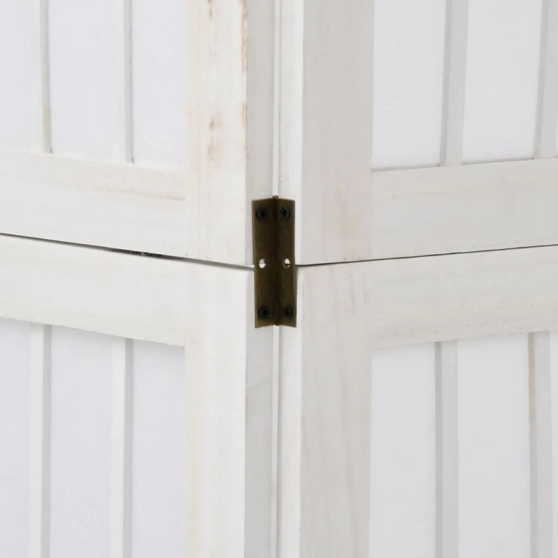 vidaXL 6-paneļu istabas aizslietnis, balts, paulonijas masīvkoks