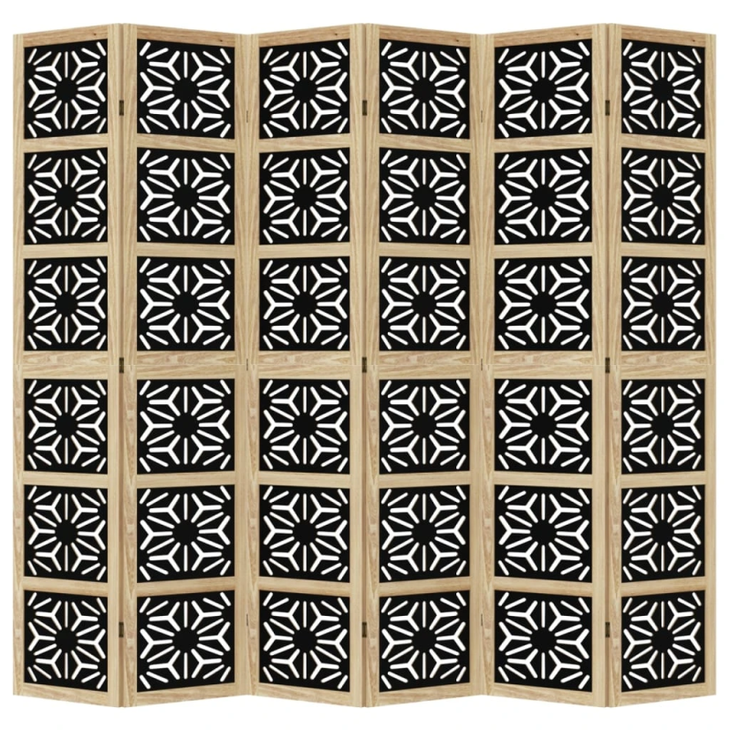 vidaXL 6-paneļu istabas aizslietnis, brūns un melns, masīvkoks