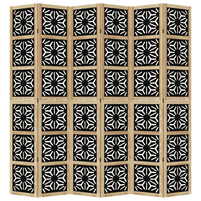 vidaXL 6-paneļu istabas aizslietnis, brūns un melns, masīvkoks