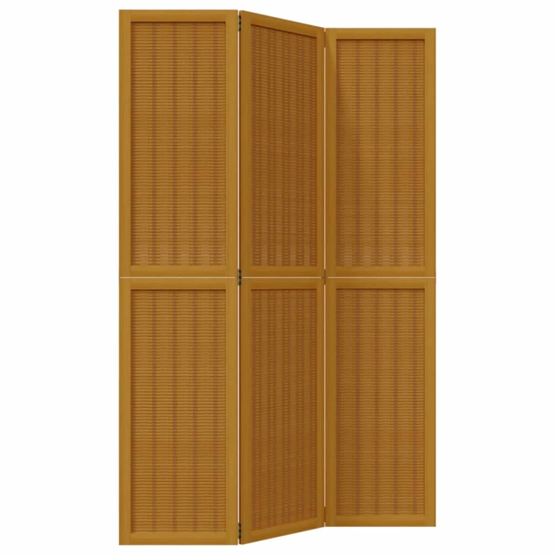 vidaXL 3-paneļu istabas aizslietnis, brūns, paulonijas masīvkoks