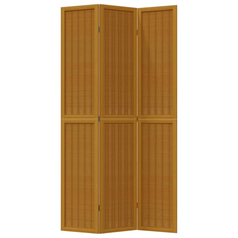 vidaXL 3-paneļu istabas aizslietnis, brūns, paulonijas masīvkoks