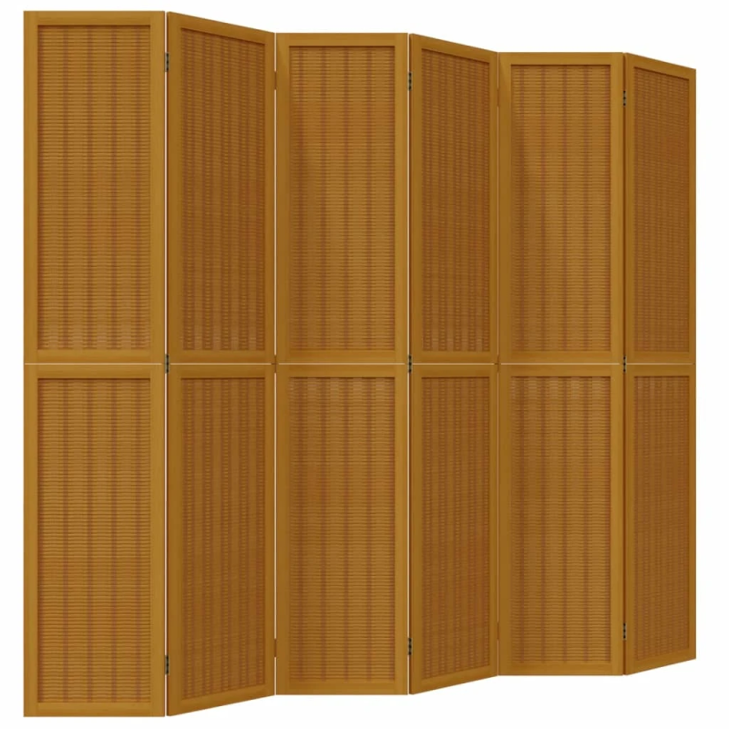 vidaXL 6-paneļu istabas aizslietnis, brūns, paulonijas masīvkoks