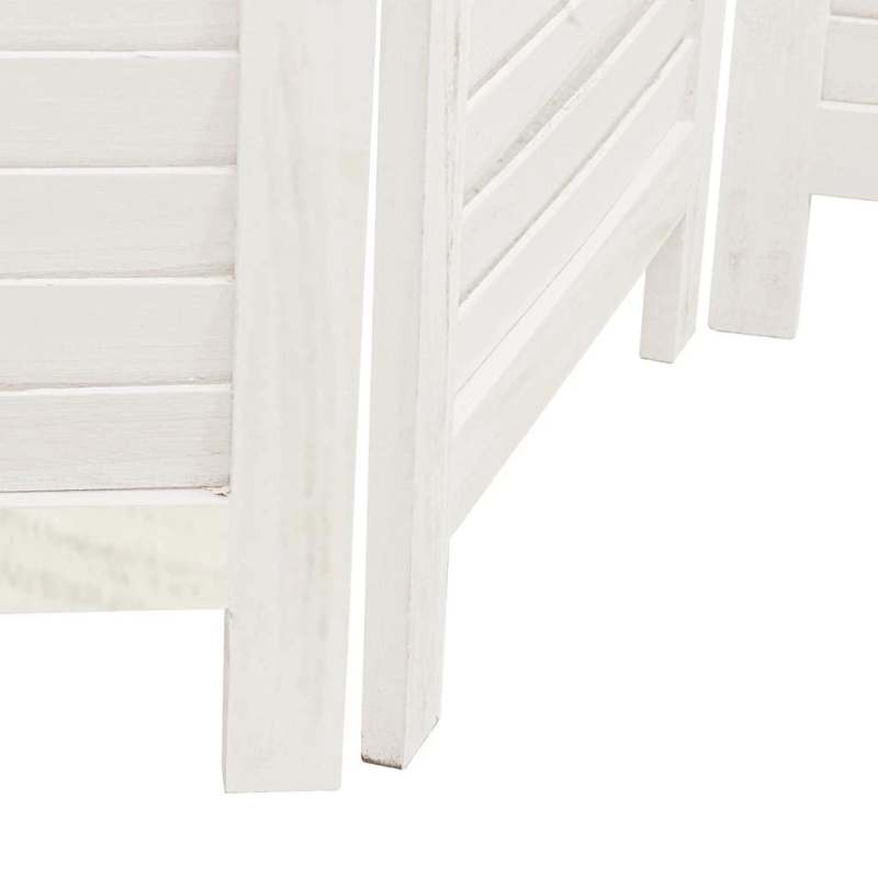 vidaXL 3-paneļu istabas aizslietnis, balts, paulonijas masīvkoks