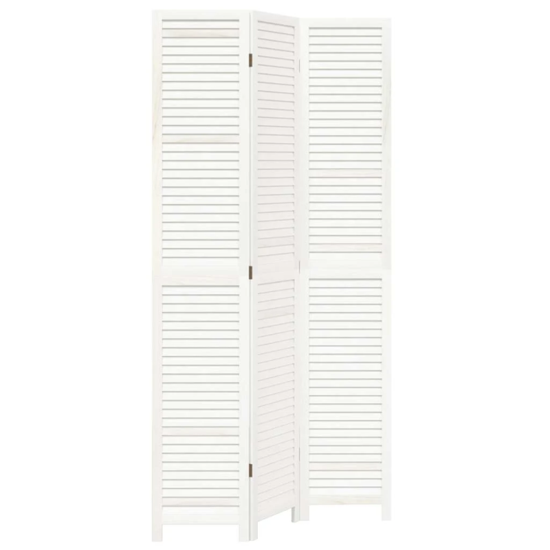 vidaXL 3-paneļu istabas aizslietnis, balts, paulonijas masīvkoks