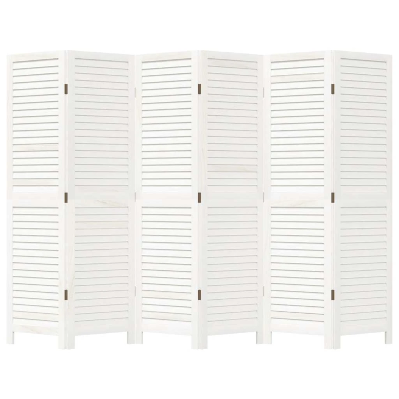vidaXL 6-paneļu istabas aizslietnis, balts, paulonijas masīvkoks