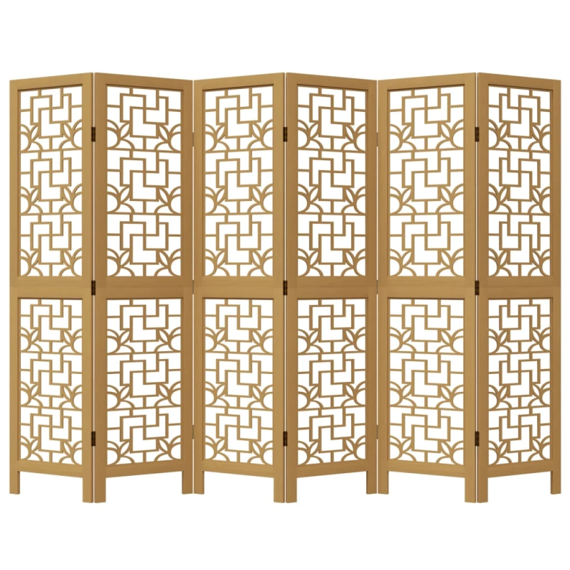 vidaXL 6-paneļu istabas aizslietnis, brūns, paulonijas masīvkoks