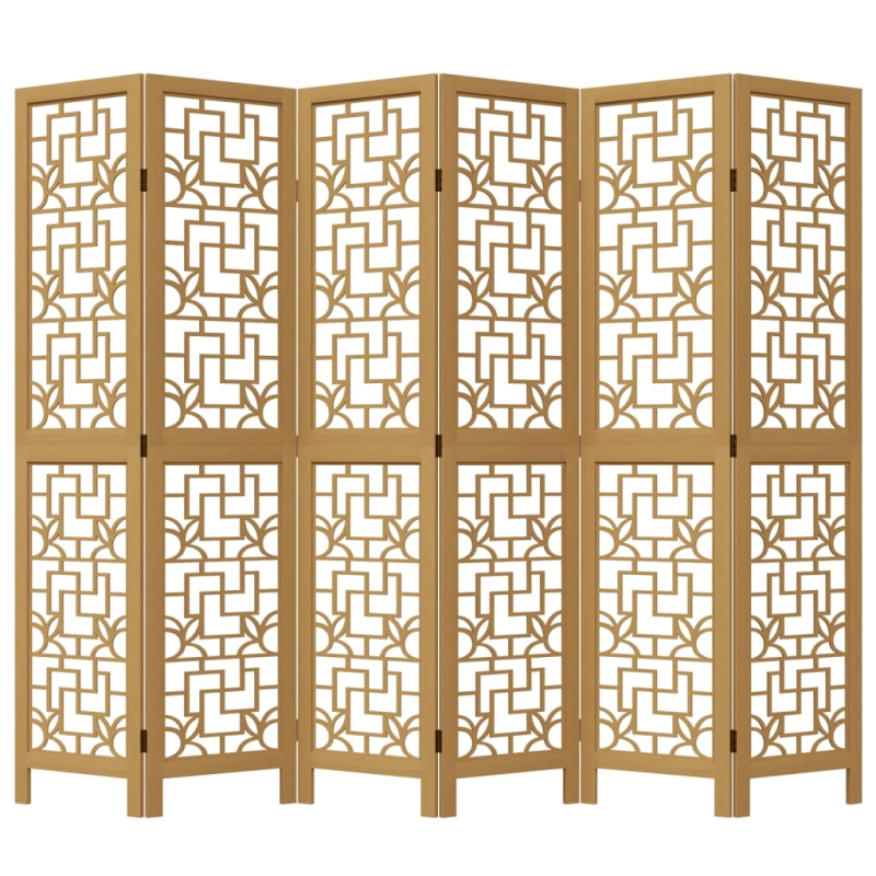 vidaXL 6-paneļu istabas aizslietnis, brūns, paulonijas masīvkoks