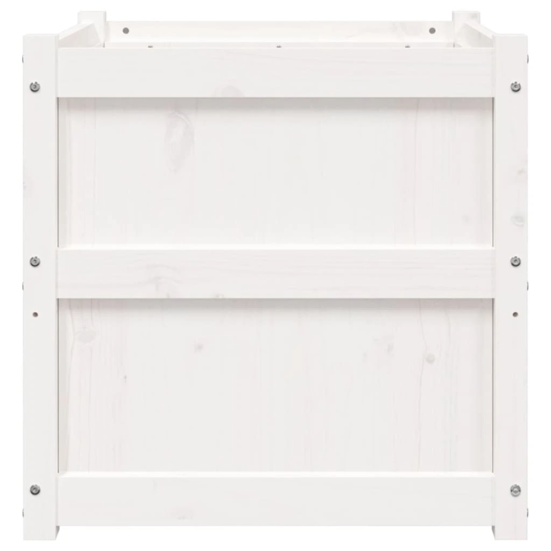 vidaXL dārza puķu kaste, balta, 60x60x60 cm, priedes masīvkoks