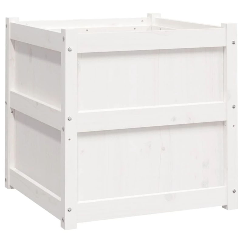 vidaXL dārza puķu kastes, 2 gab., balta, priedes masīvkoks