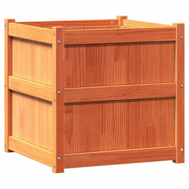 vidaXL dārza puķu kaste, vaska brūnas, 60x60x60 cm, priedes masīvkoks