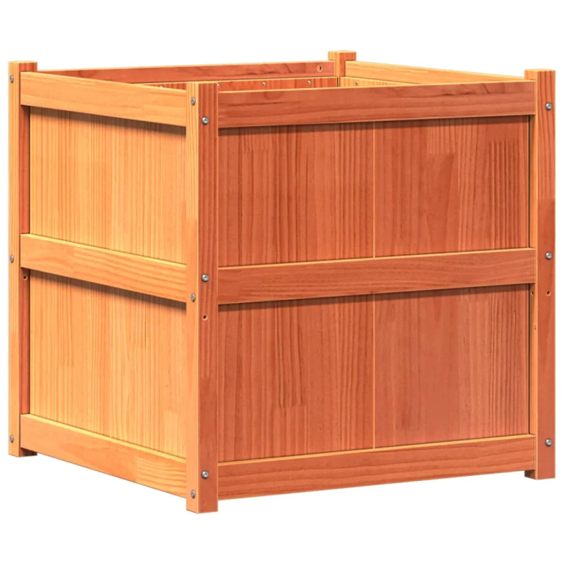 vidaXL dārza puķu kaste, vaska brūnas, 70x70x70 cm, priedes masīvkoks