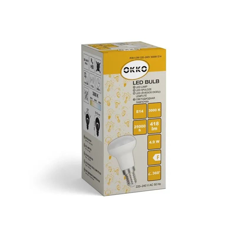 Spuldze Okko LED, R39, 3000 °K, E14, 5 W, 418 lm