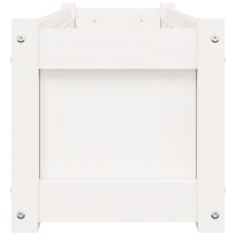 vidaXL dārza puķu kaste, balta, 90x31x31 cm, priedes masīvkoks