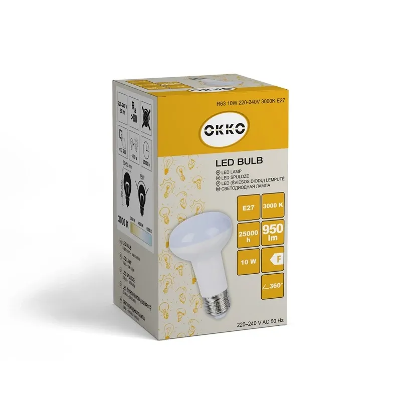 Spuldze Okko LED, R63, 3000 °K, E27, 10 W, 950 lm