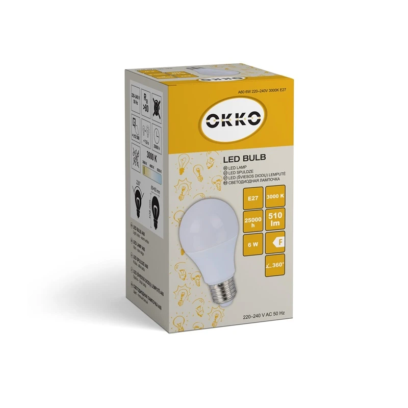 Lamp led okko e27 6w 510lm 830 a60