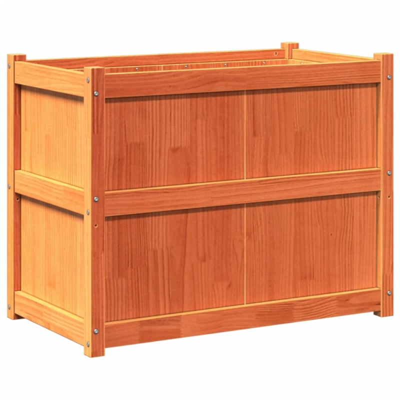 vidaXL dārza puķu kaste, vaska brūnas, 90x50x70 cm, priedes masīvkoks