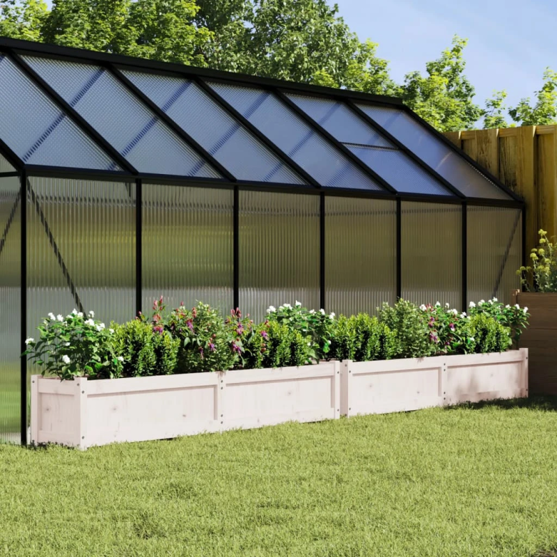 vidaXL dārza puķu kastes, 2 gab., balta, priedes masīvkoks