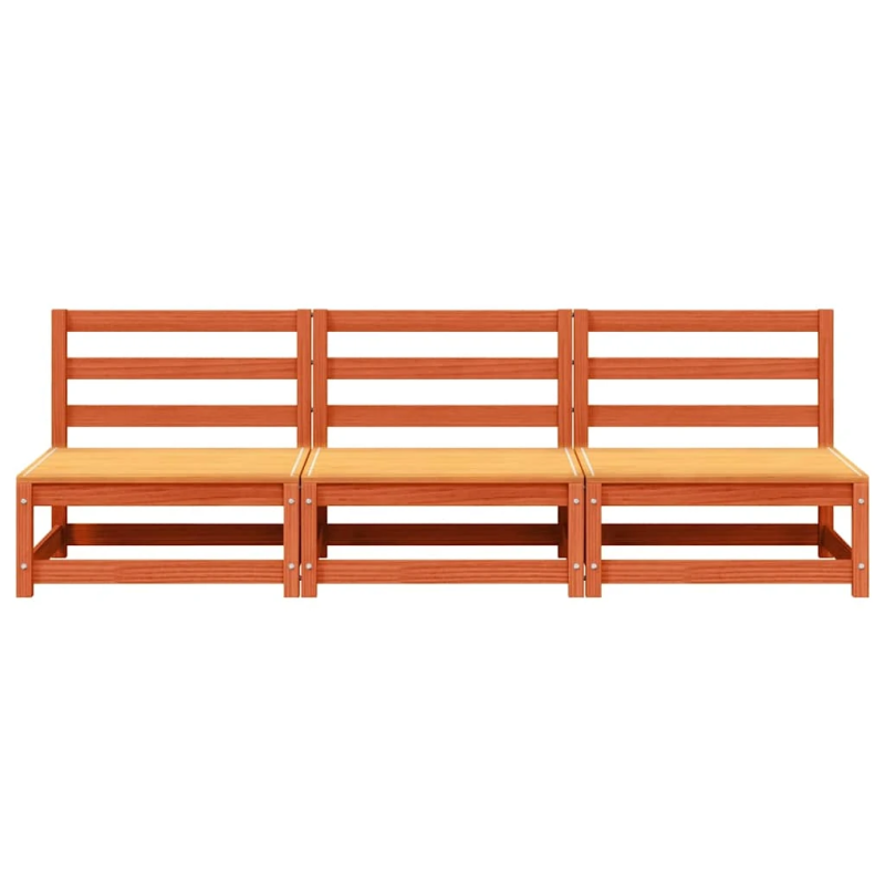 vidaXL dārza dīvāni, 3 gab., vaska brūnas, 70x70x67 cm, priedes koks