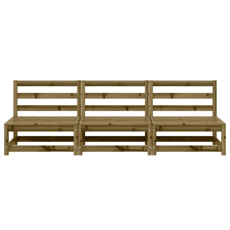 vidaXL dārza dīvāni, 3 gab., 70x70x67 cm, impregnēts priedes koks