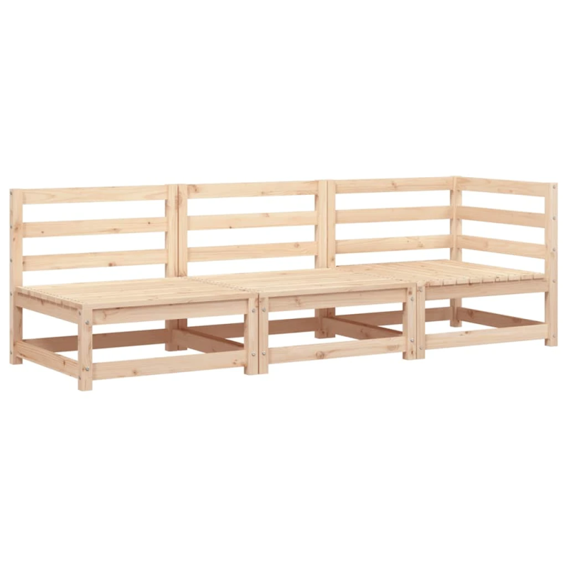 vidaXL trīsvietīgs dārza dīvāns, priedes masīvkoks