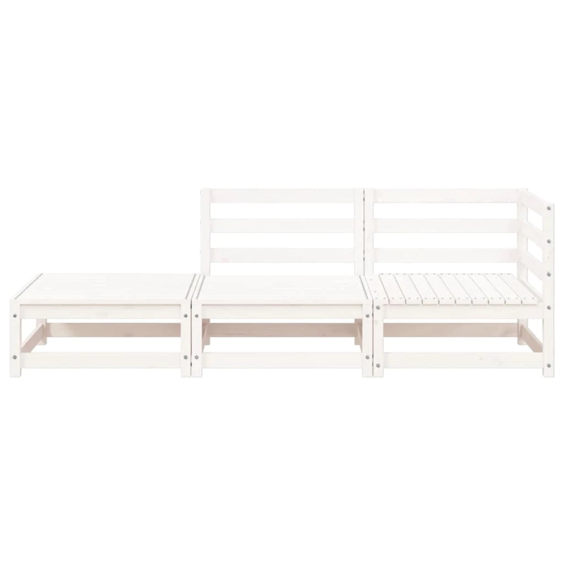 vidaXL 2-vietīgs dārza dīvāns, kājsoliņš, balts, priedes masīvkoks