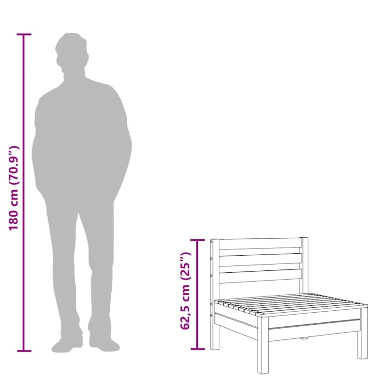 vidaXL dārza dīvāns bez roku balstiem, impregnēts priedes koks