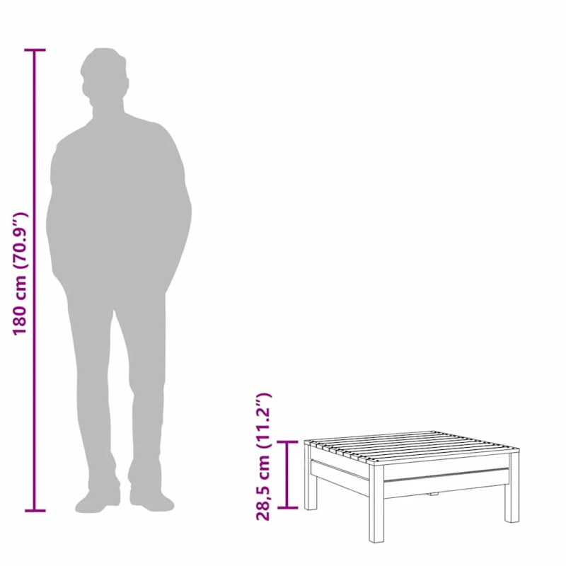 vidaXL dārza kājsoliņš, priedes masīvkoks