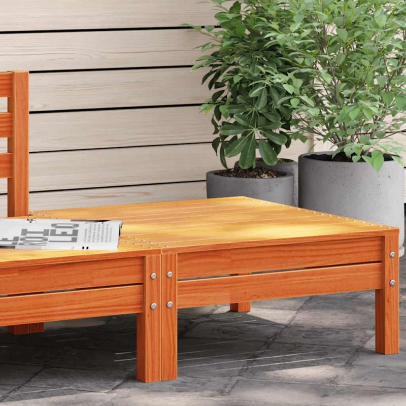 vidaXL dārza kājsoliņš, vaska brūns, priedes masīvkoks