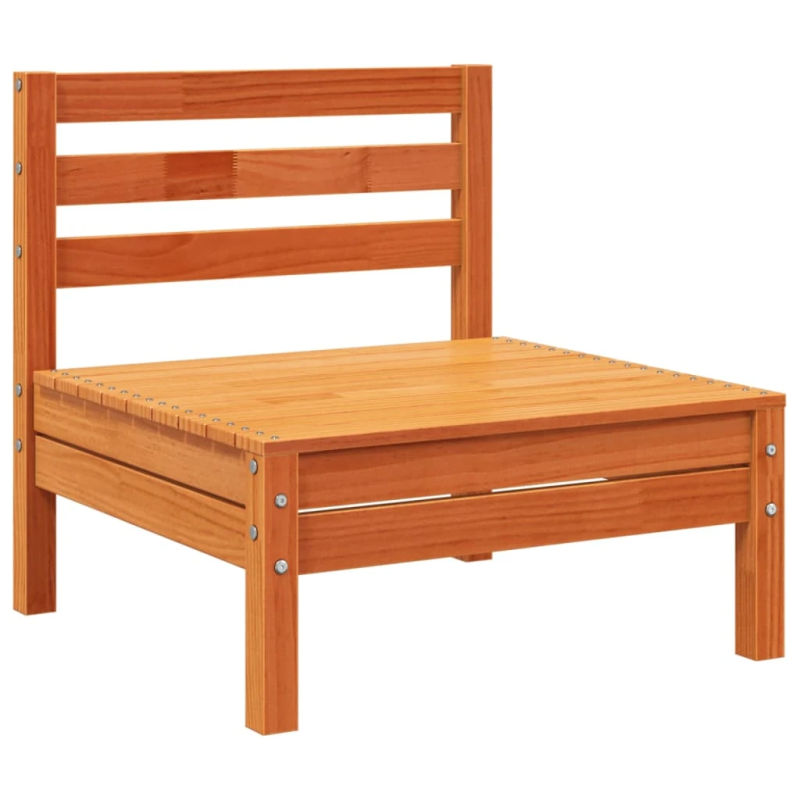 vidaXL trīsvietīgs dārza dīvāns ar kājsoliņu, vaska brūns, priede