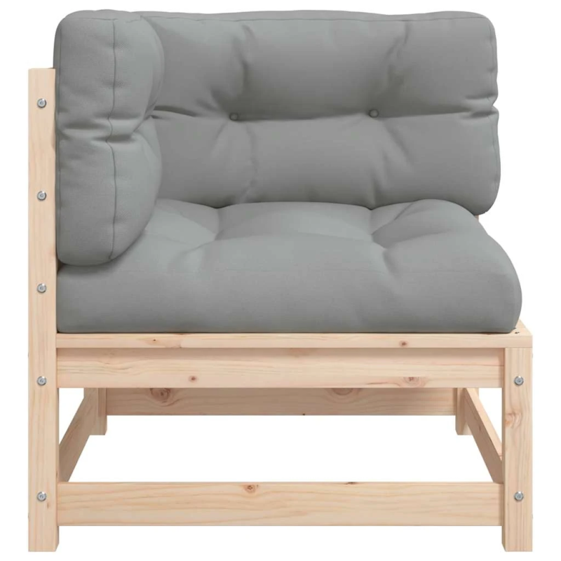 vidaXL dārza stūra dīvāns ar matračiem, priedes masīvkoks