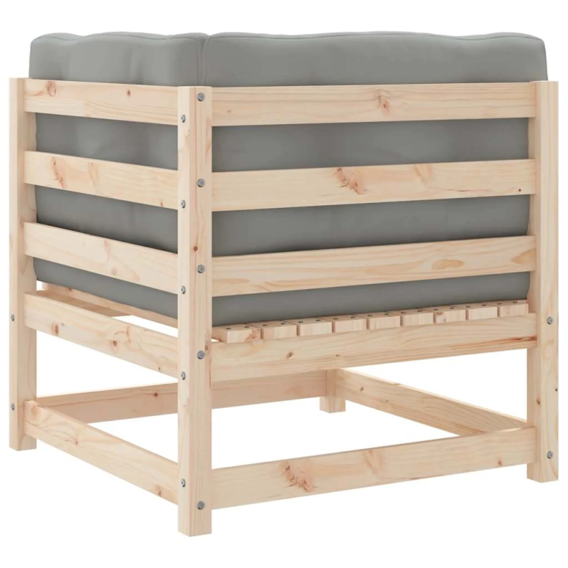 vidaXL dārza stūra dīvāns ar matračiem, priedes masīvkoks