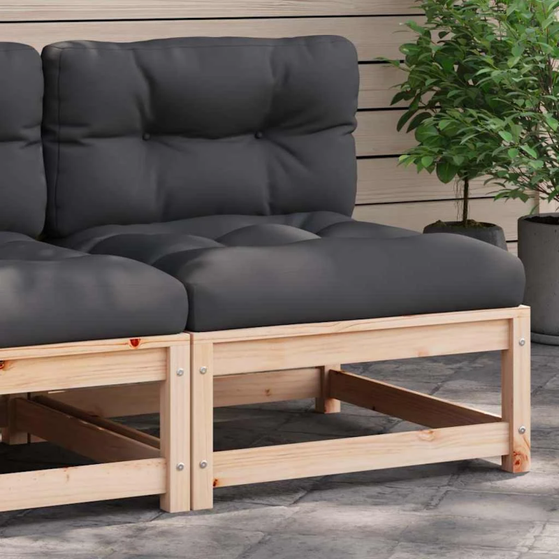 vidaXL dārza dīvāns ar matračiem, priedes masīvkoks