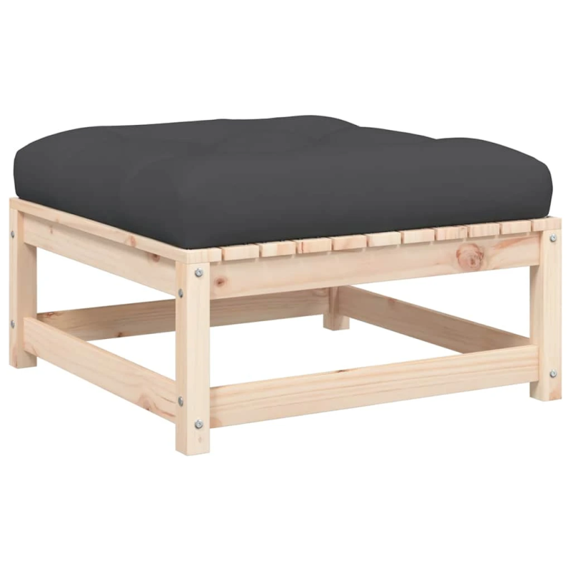 vidaXL dārza soliņš ar matraci, priedes masīvkoks