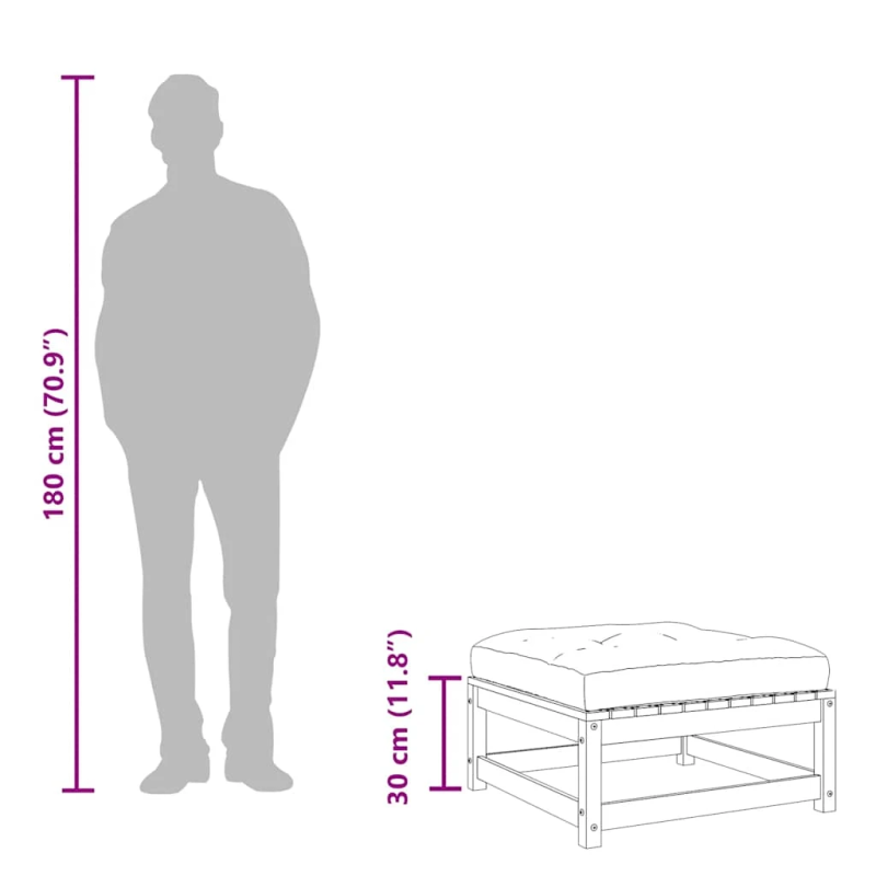 vidaXL dārza soliņš ar matraci, priedes masīvkoks