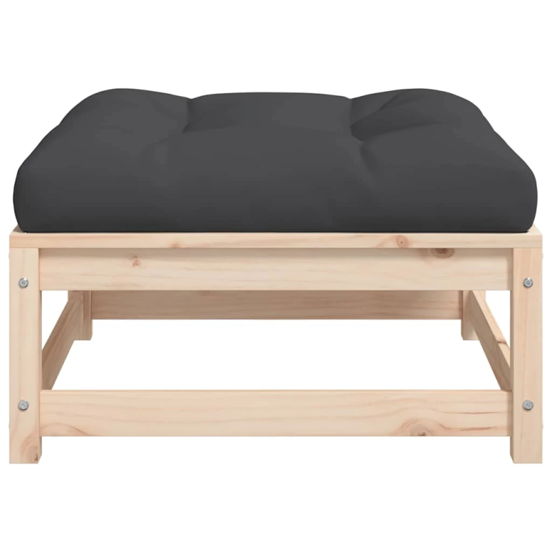 vidaXL dārza soliņš ar matraci, priedes masīvkoks