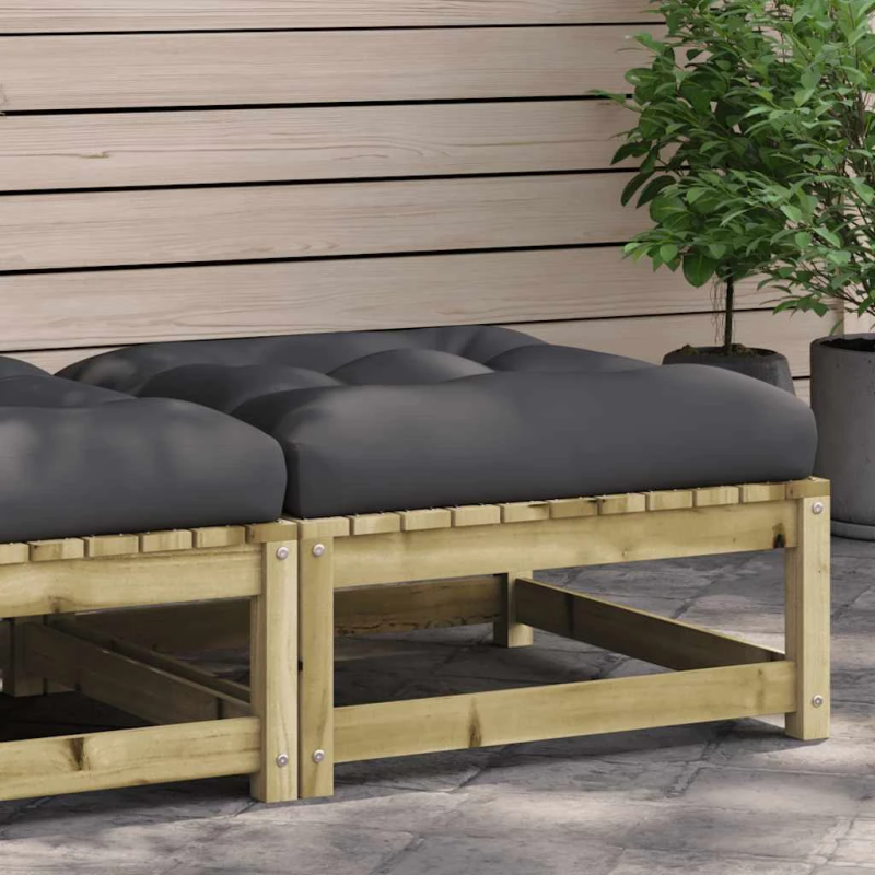 vidaXL dārza soliņš ar matraci, impregnēts priedes masīvkoks