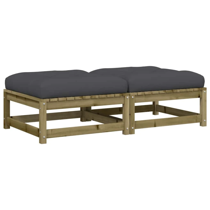 vidaXL dārza soliņi ar matračiem, 2 gab., impregnēts priedes masīvkoks