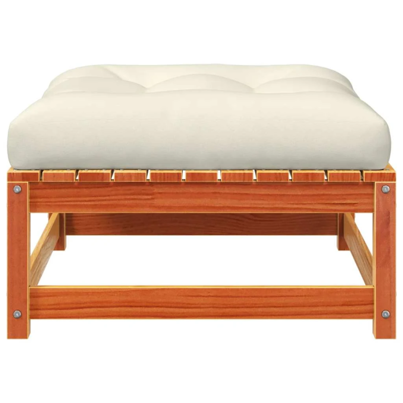 vidaXL dārza dīvāns ar kājsoliņu un matračiem, priedes masīvkoks