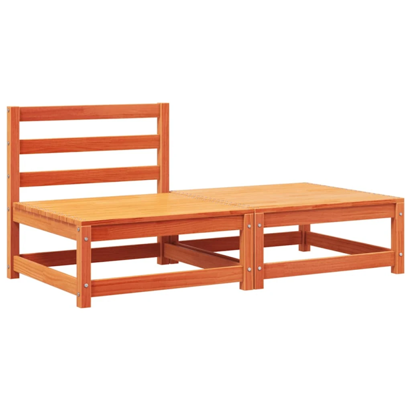 vidaXL dārza dīvāns ar kājsoliņu un matračiem, priedes masīvkoks