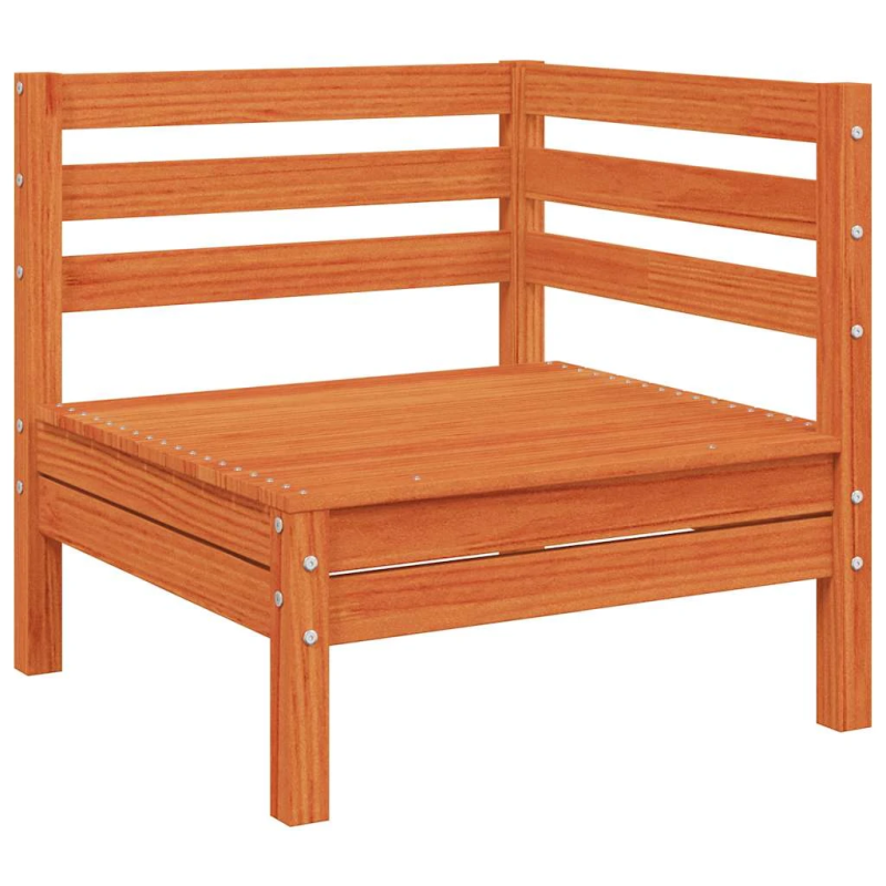 vidaXL dārza stūra dīvāns ar matračiem, vaska brūnas priedes koks