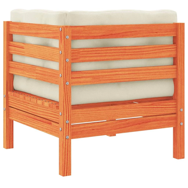 vidaXL dārza stūra dīvāns ar matračiem, vaska brūnas priedes koks