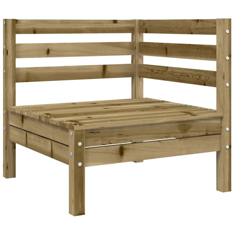 vidaXL dārza stūra dīvāns ar matračiem, impregnēts priedes koks