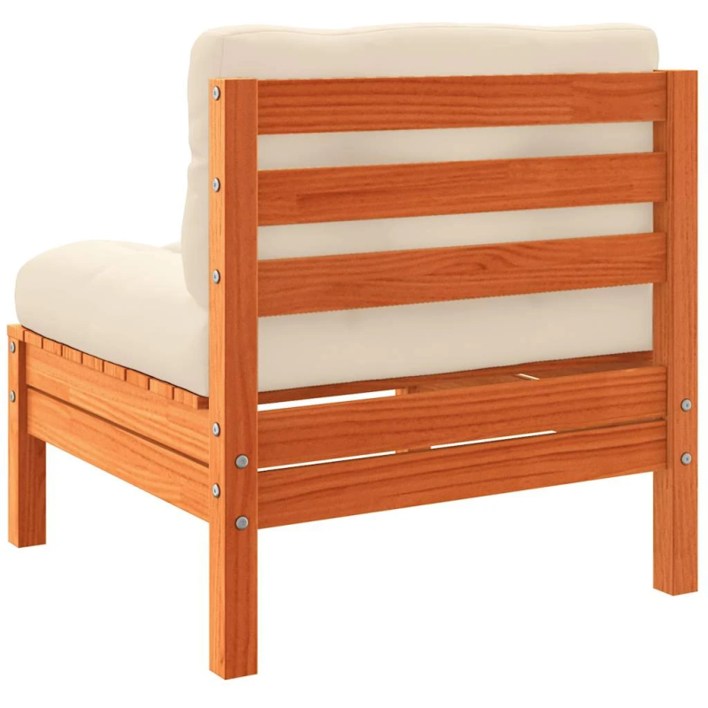 vidaXL dārza dīvāns ar matračiem, vaska brūnas priedes koks