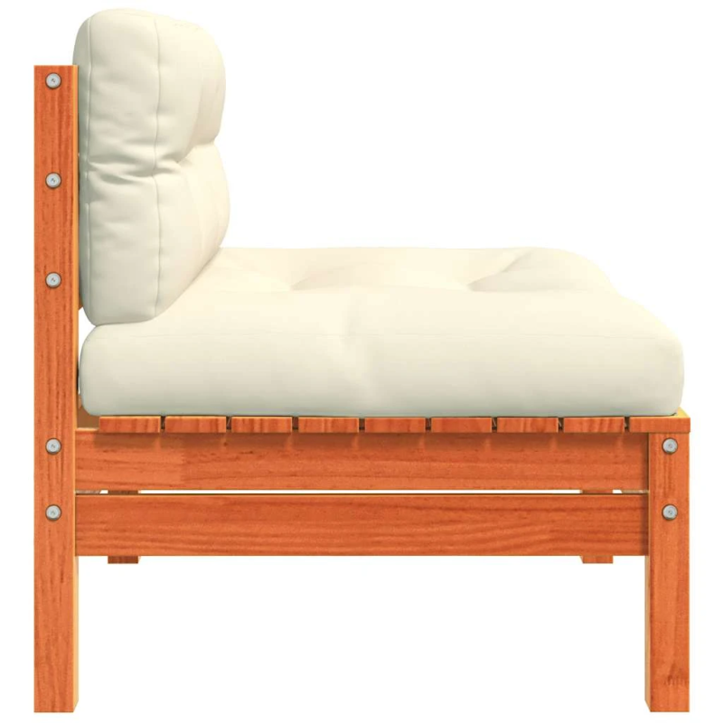 vidaXL dārza dīvāns ar matračiem, vaska brūnas priedes koks