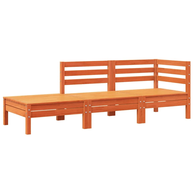 vidaXL dārza dīvāns ar matračiem un kājsoliņu, priedes masīvkoks