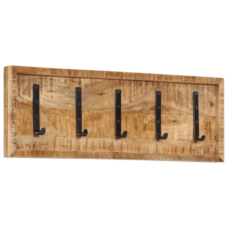vidaXL sienas drēbju pakaramais ar 5 āķiem, mango masīvkoks