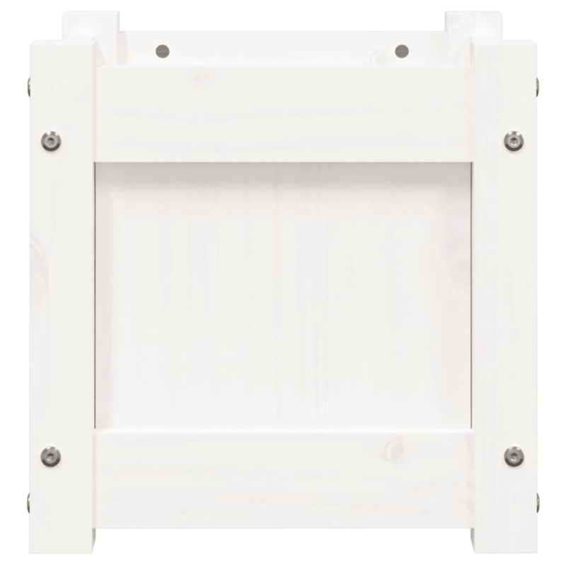 vidaXL dārza puķu kaste, balta, 31x31x31 cm, priedes masīvkoks